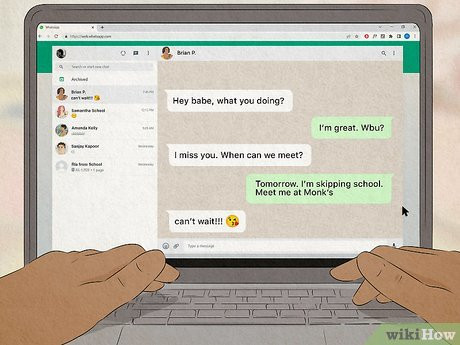 Step 2 If you don't have time to use her phone for long, read her chats on the web.